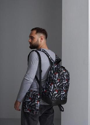 Комплект puma рюкзак матрац + барсетка, чорний, білі з червоним лого2 фото