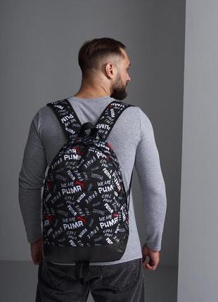 Комплект puma рюкзак матрац + барсетка, чорний, білі з червоним лого4 фото