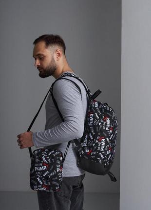 Комплект puma рюкзак матрац + барсетка, чорний, білі з червоним лого3 фото