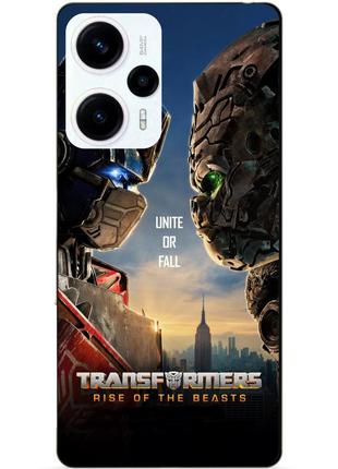 Силиконовый чехол бампер для xiaomi poco f5 с рисунком звероботы трансформеры transformers