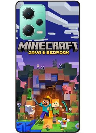 Силиконовый чехол бампер для xiaomi redmi note 12 5g с картинкой майнкрафт minecraft