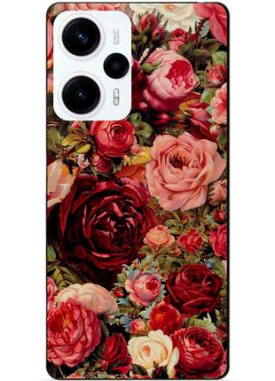 Силіконовий чохол бампер для xiaomi poco f5 з малюнком червоні троянди квіти