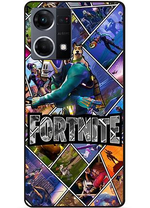 Силиконовый чехол бампер для oppo reno 7 с картинкой фортнайт fortnite