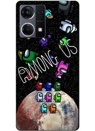 Силиконовый чехол бампер для oppo reno 7 с рисунком амонг ас among us