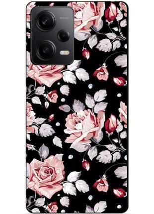 Силиконовый чехол бампер для xiaomi redmi note 12 pro 5g с рисунком розы цветы