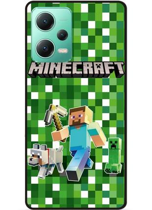 Силиконовый чехол бампер для xiaomi redmi note 12 5g стив minecraft крипер майнкрафт