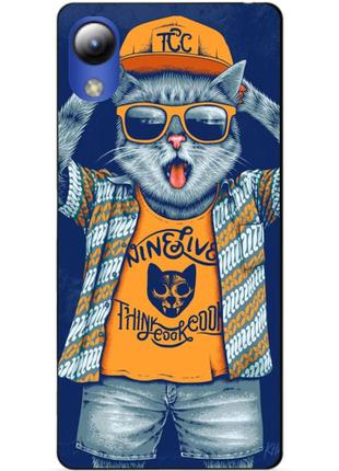 Силіконовий чохол бампер для zte blade l8 з малюнком кіт у кепці