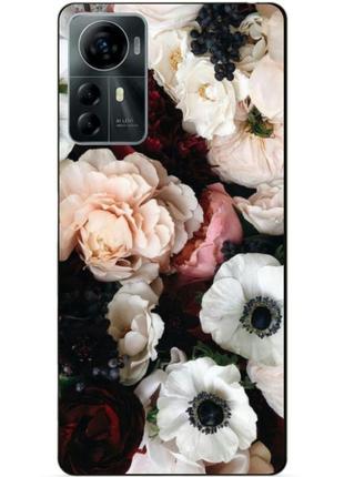 Силиконовый чехол бампер для zte blade a72s с рисунком маки цветы