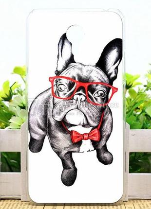 Чохол силіконовий бампер для meizu m2 note з малюнком собака в окулярах