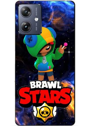 Силиконовый чехол бампер для motorola moto g54 с героем космический бравл леон бравл