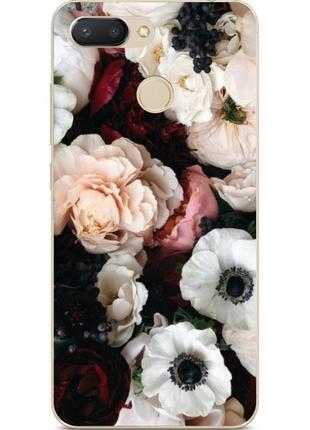 Бампер силіконовий для xiaomi mi 8 lite з малюнком білі маки