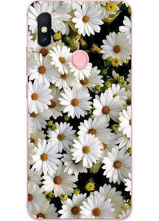 Силиконовый бампер для huawei p smart 2019 с рисунком ромашки