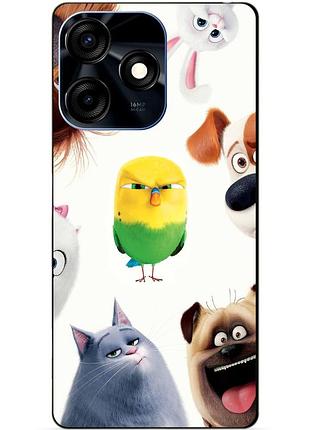 Силиконовый чехол бампер для tecno spark 10c с рисунком тайная жизнь домашних животных