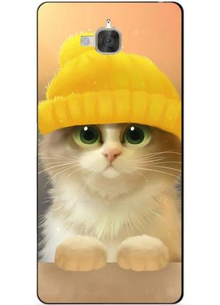 Силиконовый бампер чехол для huawei y6 pro с рисунком котик в шапке