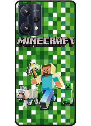 Силиконовый чехол бампер для realme 9 pro стив minecraft крипер майнкрафт