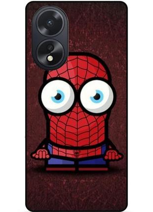 Силиконовый бампер чехол для oppo a18 с рисунком миньон человек паук spider man