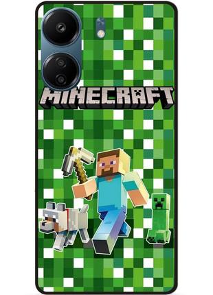 Силиконовый чехол бампер для xiaomi redmi 13c стив minecraft крипер майнкрафт