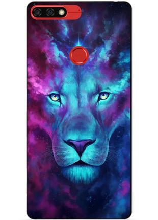 Чехол силиконовый бампер для huawei honor 7c pro с рисунком космический лев