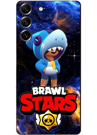 Силіконовий бампер чохол для samsung s23 з героєм космічний бравл леон акула