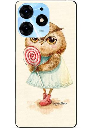 Силиконовый чехол бампер для tecno spark 10 pro с рисунком совушка