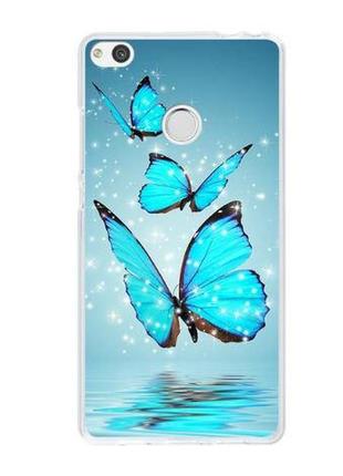 Силиконовый бампер чехол для huawei p8 lite 2017 с рисунком три бабочки