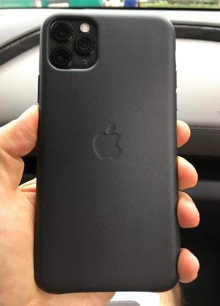 Оригинальный кожаный чехол apple leather case mx0e2zm/a для iphone 11 pro max 6.5" black8 фото