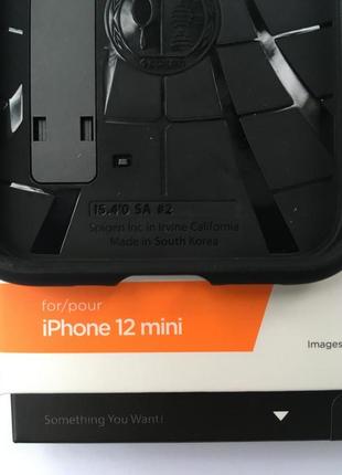 Чохол протиударний із підставкою spigen slim armor acs01545 для iphone 12 mini (5.4") black6 фото