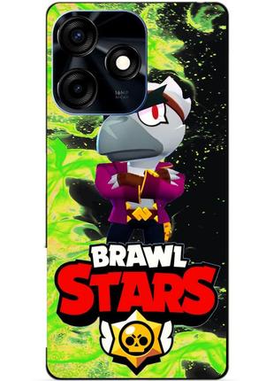 Силиконовый чехол бампер для tecno spark 10c с героем бравл белый ворон