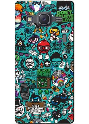 Чехол силиконовый бампер для samsung j7 galaxy j700 с рисунком стикеры