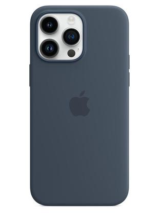 Оригинальный силиконовый чехол apple silicone case magsafe mptq3ze/a для iphone 14 pro max (6.7") storm blue9 фото