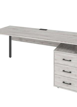 Офисный письменный стол руководителя loft details lm180b сосна лофт белая с царгой