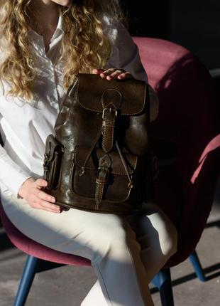 Кожаный женский коричневый коричневый рюкзак lado mo6 фото