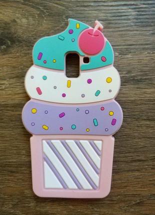 Об'ємний 3d силіконовий чохол для samsung j6 galaxy j600 морозиво рожеве