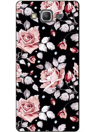 Силиконовый чехол с рисунком для samsung g530/g531 galaxy grand prime розы на черном фоне