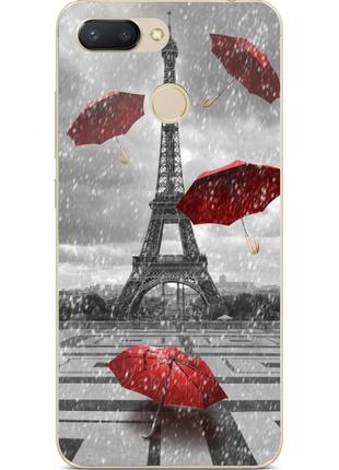 Чехол силиконовый для xiaomi mi 8 lite с рисунком дождь в париже1 фото