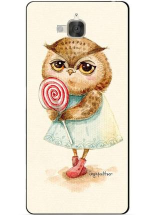 Бампер силиконовый чехол для huawei y6 pro с рисунком сова с конфетой