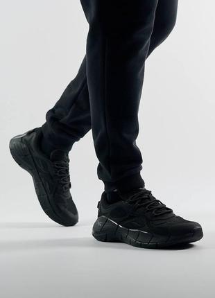 Мужские кроссовки reebok zig kinetica  all black, мужские текстильные кеды рибок черные, мужская обувь