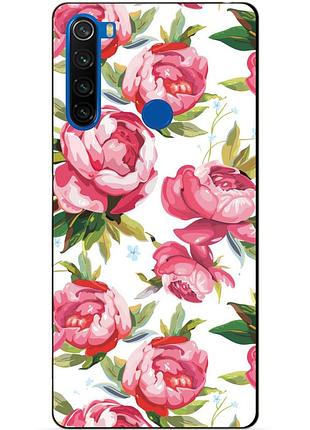 Силиконовый чехол бампер для xiaomi redmi note 8t с рисунком пионы