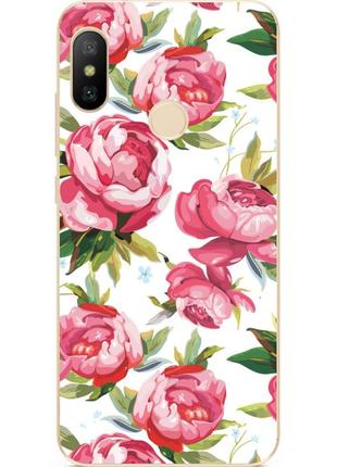 Бампер силіконовий для huawei p smart 2019 з малюнком півонії