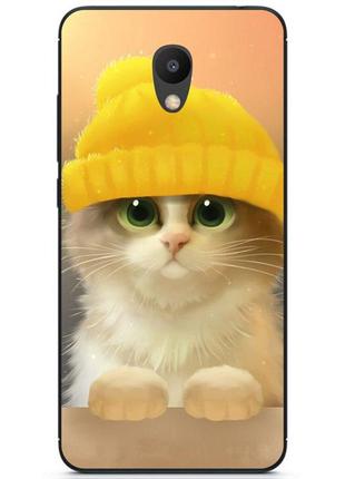 Чехол силиконовый бампер для meizu m5 с рисунком котик в шапке