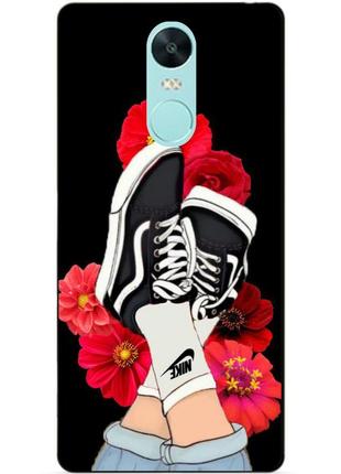 Силиконовый чехол бампер для xiaomi redmi note 4x с рисунком кеды