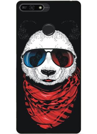 Бампер силиконовый чехол для huawei honor 7a pro с рисунком панда в очках