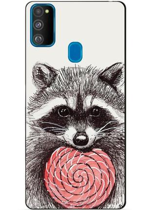 Силіконовий бампер чохол для samsung m21 galaxy m215f з малюнком єнот