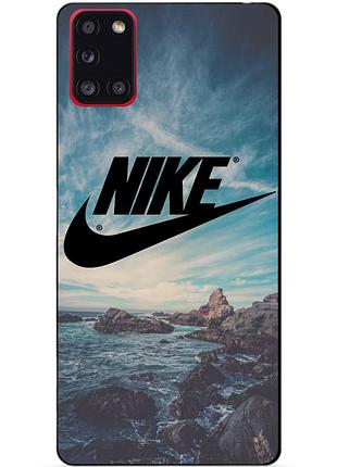 Силиконовый бампер чехол для samsung a31 с рисунком nike