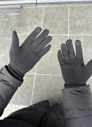 Мужские зимние перчатки черные до -20*с с мехом сенсорные (b)5 фото