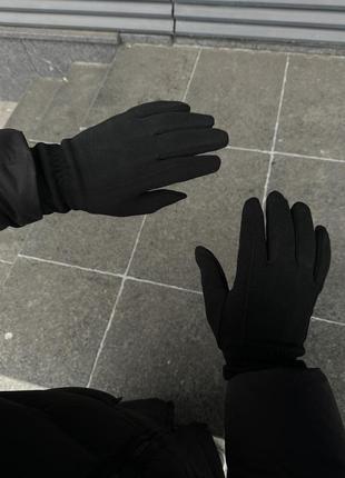 Мужские зимние перчатки черные до -20*с с мехом сенсорные (b)1 фото
