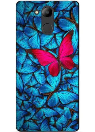 Чехол силиконовый бампер для huawei honor 6с pro с рисунком мотыльки