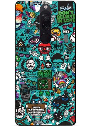 Силиконовый чехол бампер для xiaomi redmi 8 с рисунком стикеры