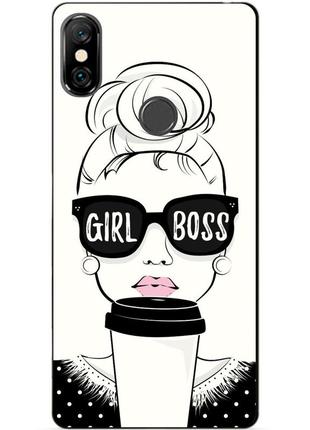 Силиконовый бампер чехол для xiaomi redmi note 6 pro с рисунком girl boss