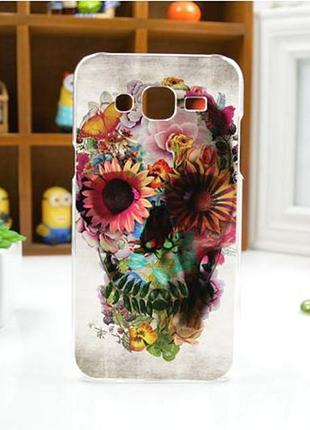 Cиликоновый чехол бампер с рисунком для samsung galaxy core 2 g355 череп